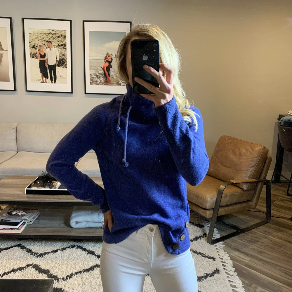 Prana Royal Blue Cowl Neck Sweater
